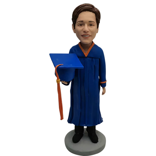 Graduation Custom Bobblehead holding cap