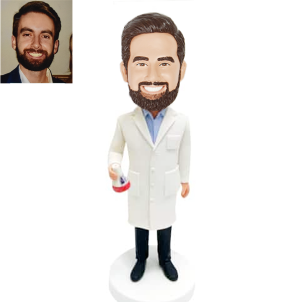 Bobblehead Scientist with Beaker