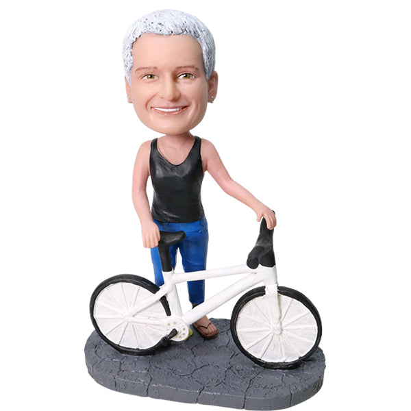 Female Cyclist Bobblehead with bike