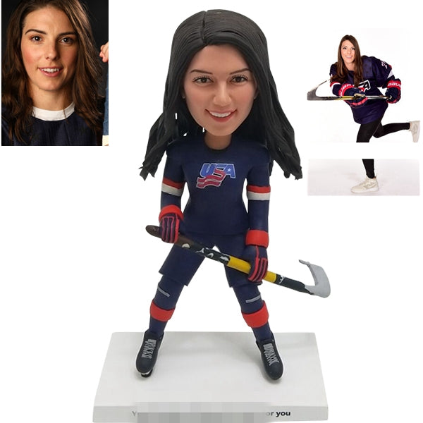Female Hockey Bobblehead from Photo