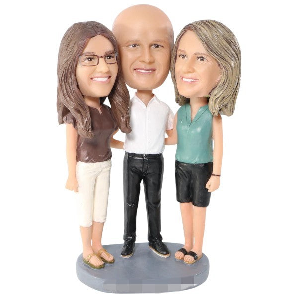 Custom Bobblehead three on one base for best friends