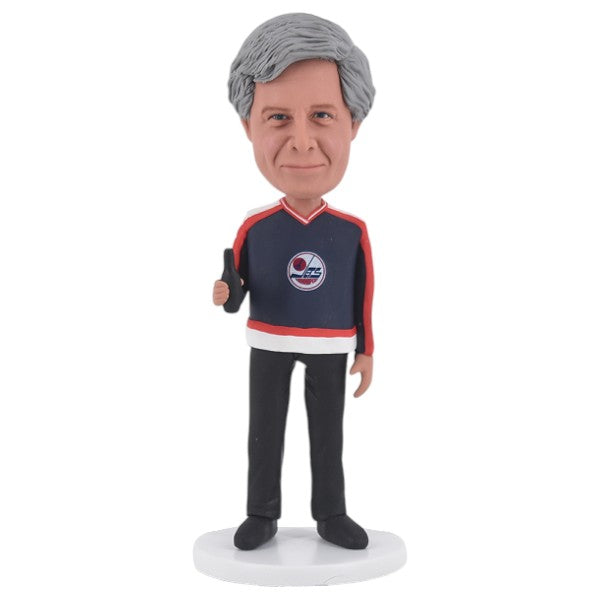 Custom Bobblehead wearing NHL Winnipeg jets jersey