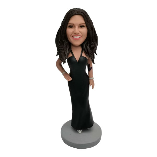 Custom Casual Bobblehead in black dress