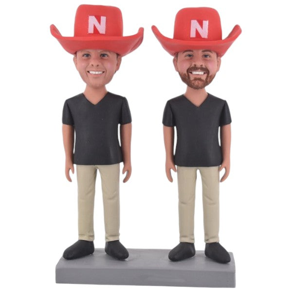 Custom Double Bobble head of two people on the same base