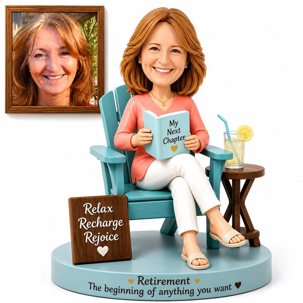 Custom Retirement Bobblehead sitting in sofa unique gift for Retirees