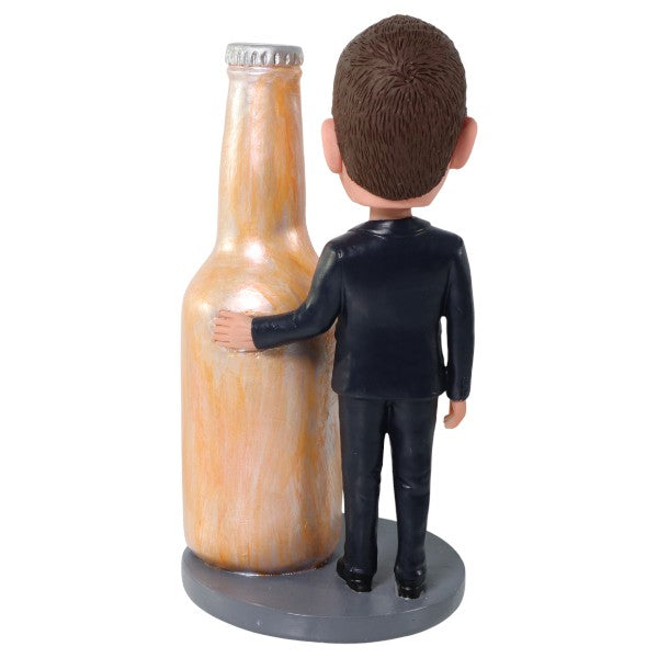 Customized Bobblehead holding a large beer bottle