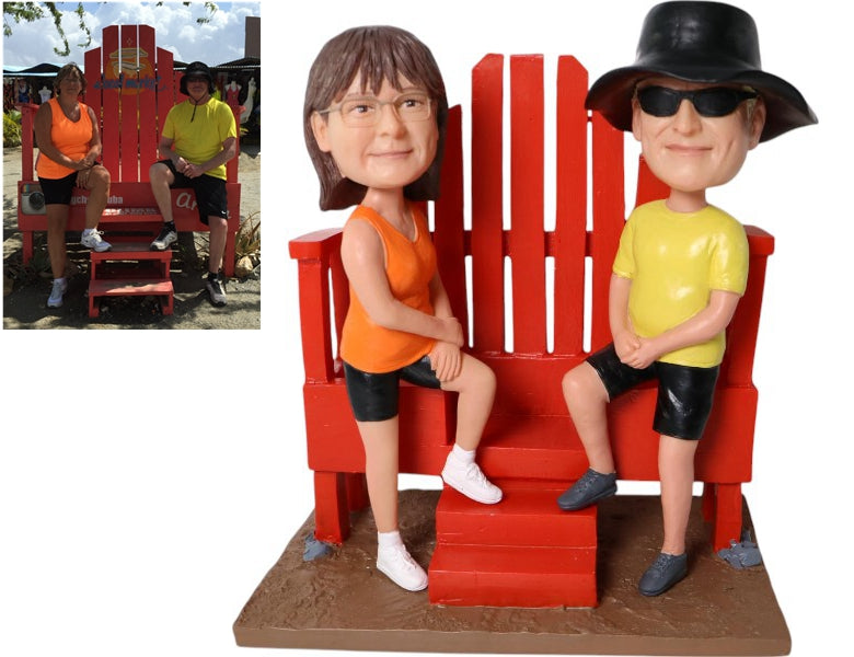 Couple Bobbleheads Custom from Photo with Big Background