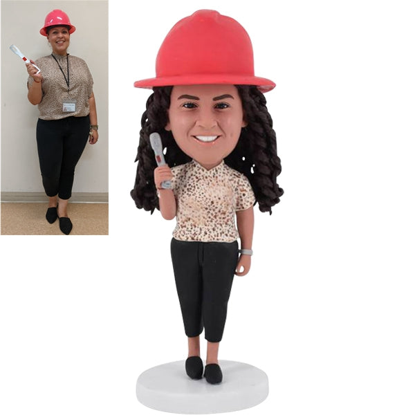 Female Engineer Custom Bobblehead Architect from Photo
