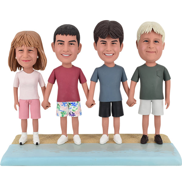 Custom Family Bobbleheads on Beach