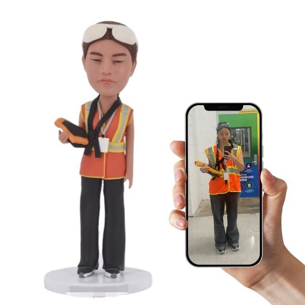 Female engineer bobble head customized