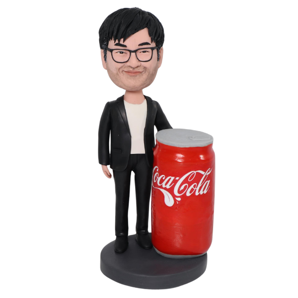Customized Bobblehead holding a large beer bottle