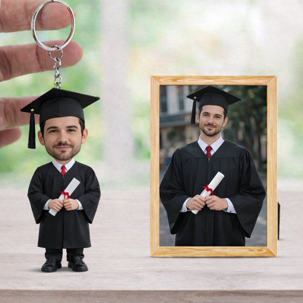 Graduation Bobblehead Custom Keychain from Photo