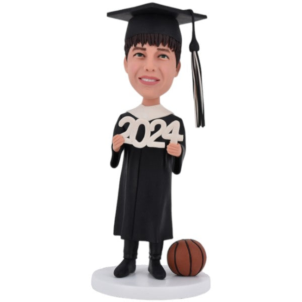 Personalized Graduation Bobblehead with a Basketball