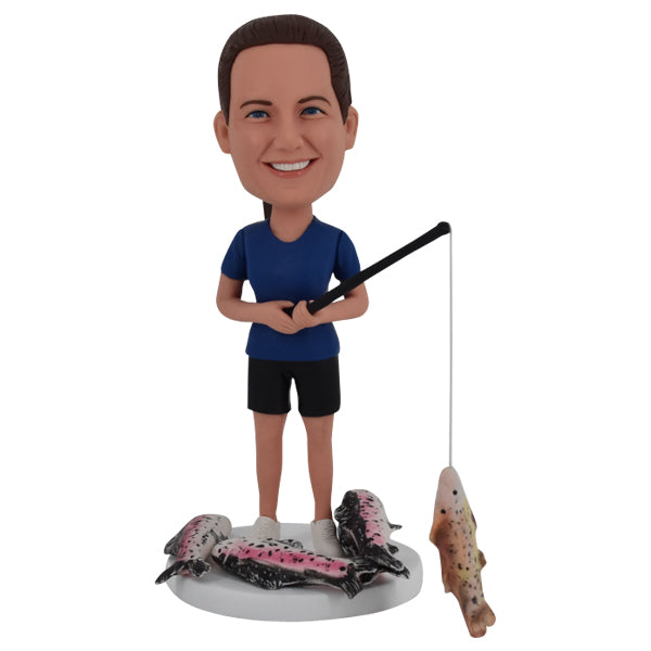 Female Fishing Bobble Head Fisherman