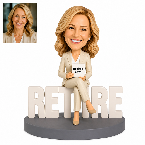 Happy Retirement Bobblehead Custom Retiring gift from photo