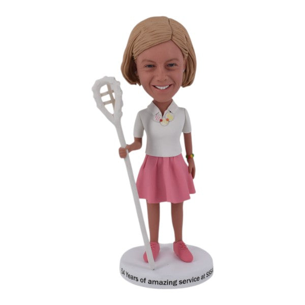 Personalized lacrosse girl Bobble Head sports fans gift