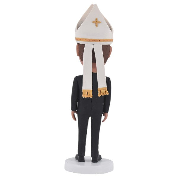 Personalized priest Bobblehead Custom catholic bishop wearing hat