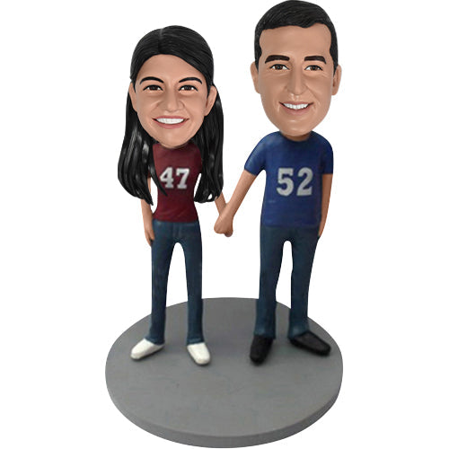 Birthday Bobbleheads Couple Hand in Hand