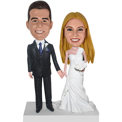 Wedding Bobbleheads Hand in Hand