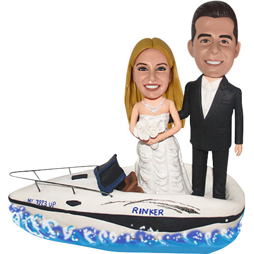 Wedding Bobbleheads on Boat