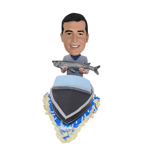 Fisherman Bobblehead in Boat