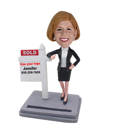 Custom Bobblehead Female Realtor or Real Estate Agent