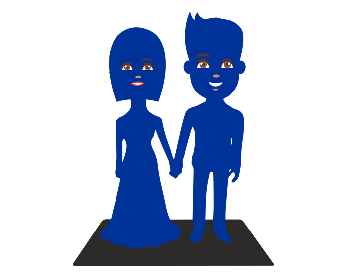 Wedding groom and bride bobbleheads fully customized from head to toe