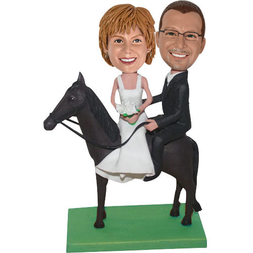 Wedding couple bobbleheads Riding on Horse