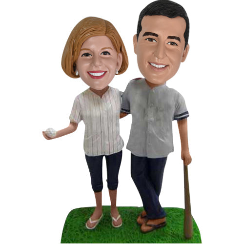 Baseball Couple Custom NY Yankee Bobbleheads