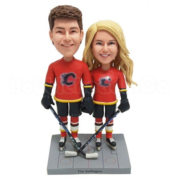 Hockey Style Bobbleheads for Couple