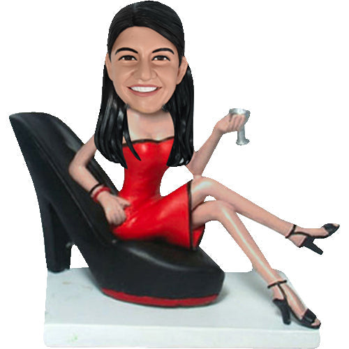 Custom Bobblehead Lady Sitting on High Heels