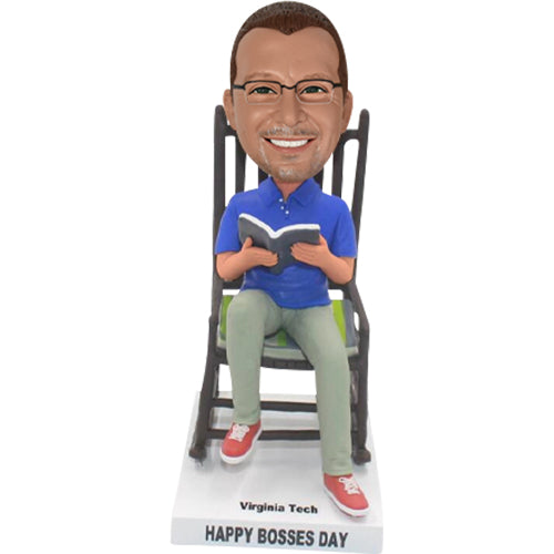 Casual Bobblehead Doll in Chair with Book