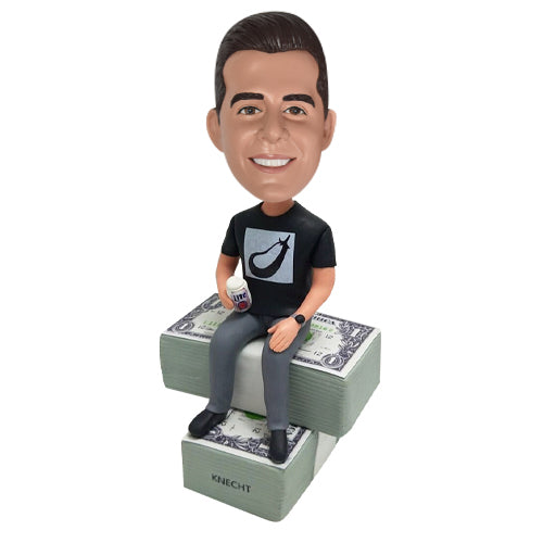 Bobblehead Sitting on Cash Custom