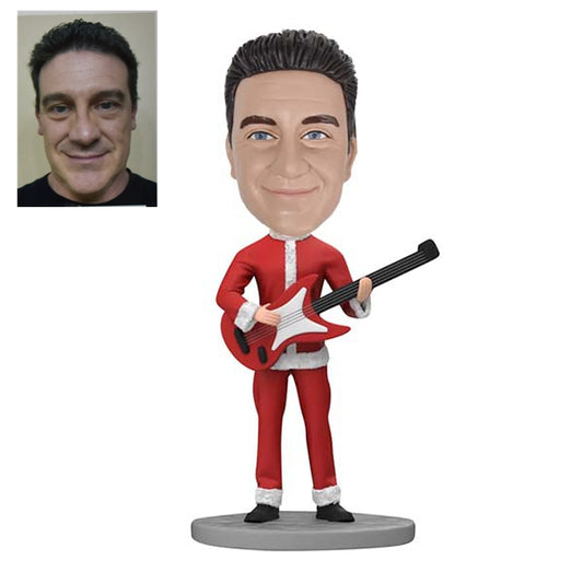 Customizable Santa Claus Bobblehead Doll with a Guitar