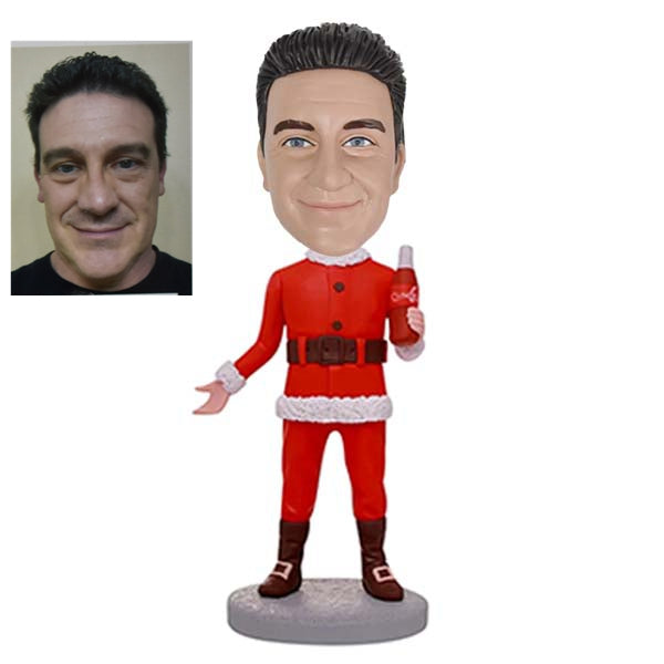 Personalized Christmas Bobblehead Holding a Bottle