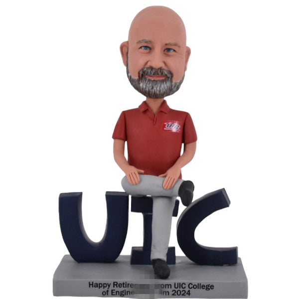 Bobblehead Personalized Sitting on Logo