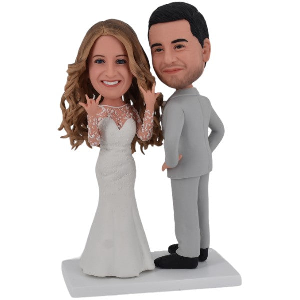 Personalized Wedding Bobblehead Cake Topper with Custom Pose