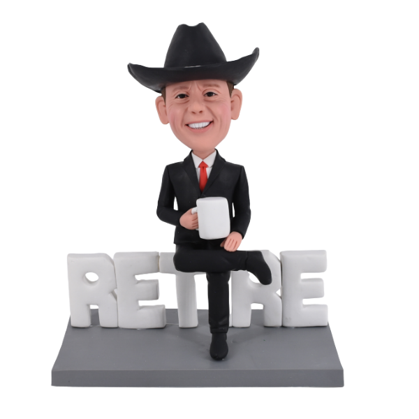 Personalized Retirement Bobblehead Retired Boss holding coffee