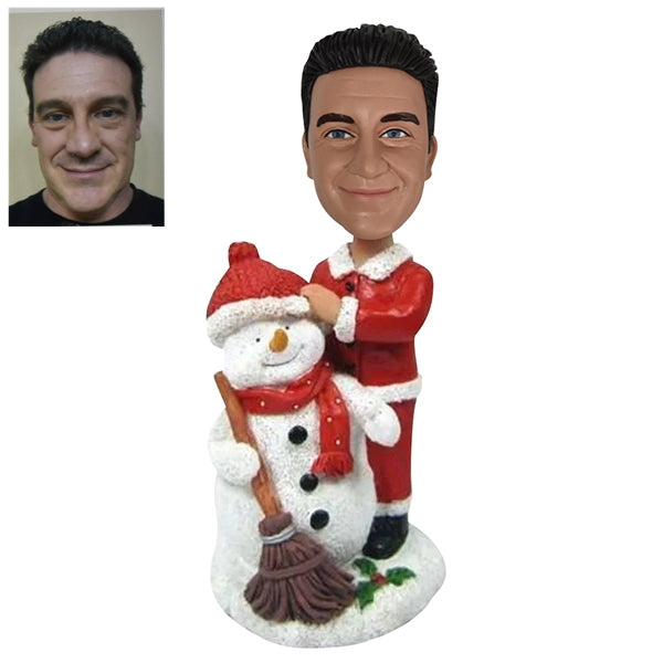 Custom Christmas Bobblehead Doll with a Snowman