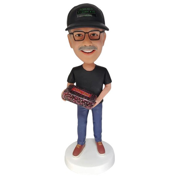 Custom Bobblehead holding Cherry Box