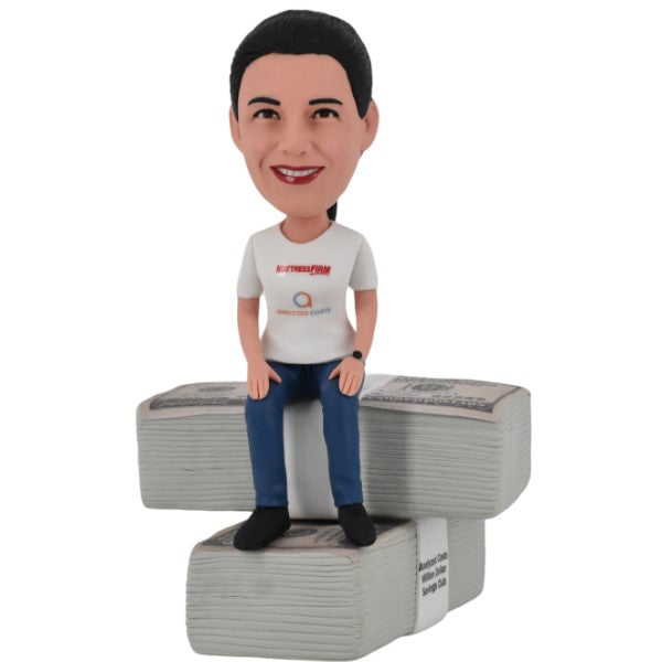 Custom Bobblehead Sitting on Dollars