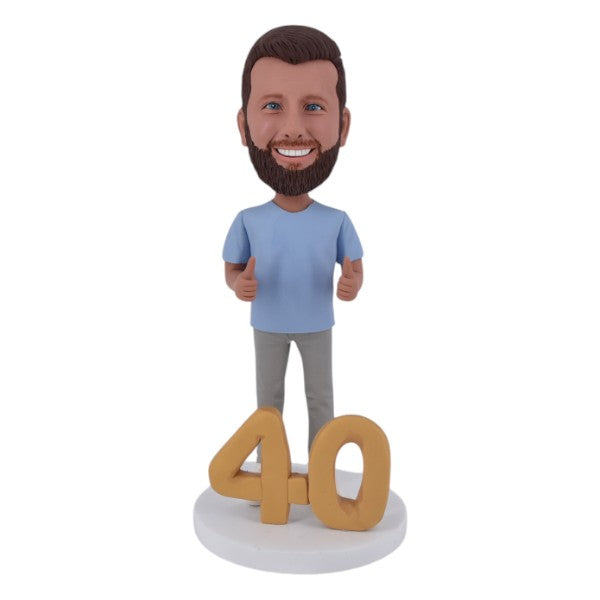 40th Birthday Bobblehead Custom doll with thumbs up