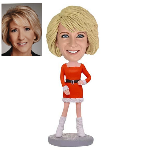 Personalized Christmas Female Bobblehead Doll from Photo