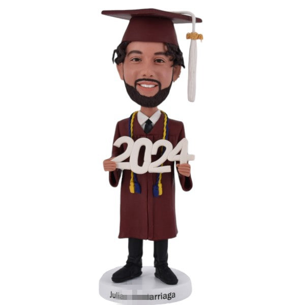 Custom Graduation Bobblehead holding 2024