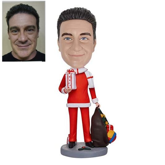 Personalized Santa Claus Bobblehead with Gift