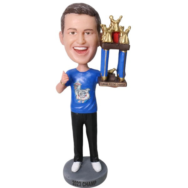 Bobblehead Holding Custom Trophy from Picture