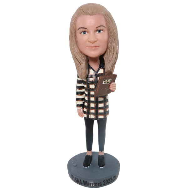 Custom Female Bobblehead with binder/clipboard