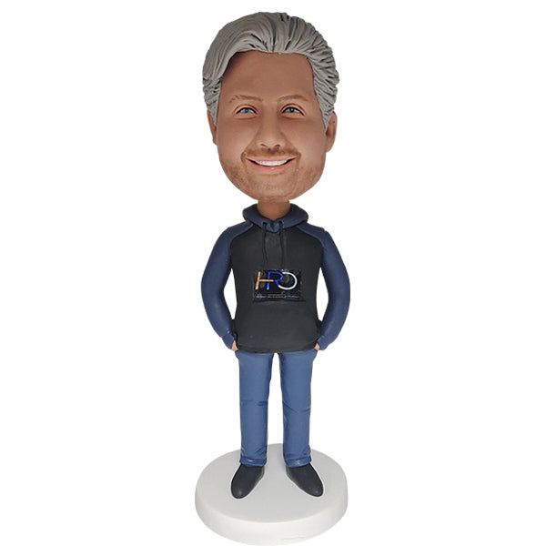 Custom bobblehead with hoodie and logo