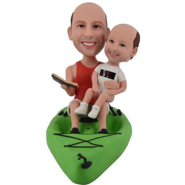 Custom bobblehead with baby in kayak