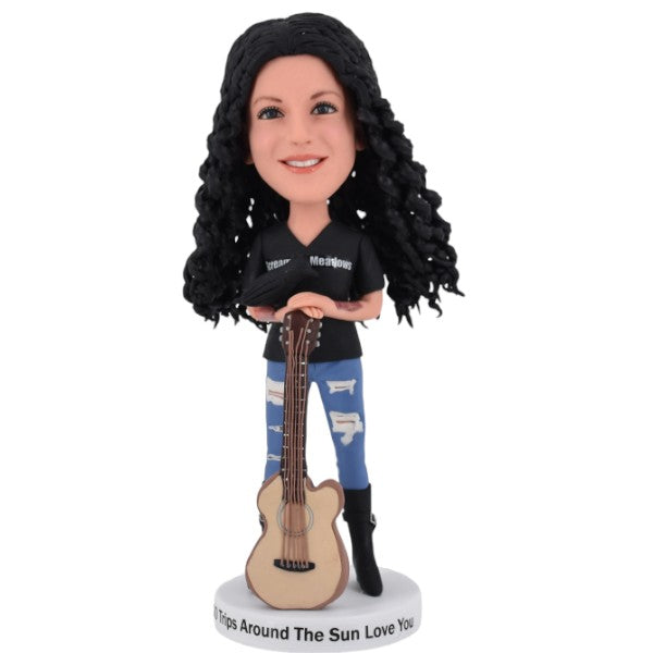 Female Guitar Player Bobblehead Custom Guitarist